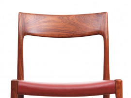 Mid century modern set of six Rio rosewood Dining Chairs by Niels Moller N°77