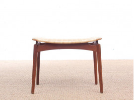 Scandinavian teak and cane stool