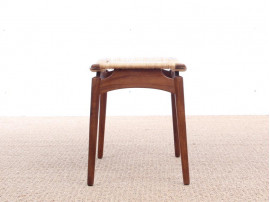 Scandinavian teak and cane stool