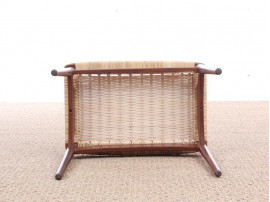 Scandinavian teak and cane stool