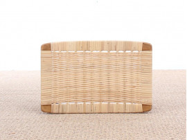 Scandinavian teak and cane stool