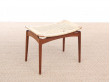 Scandinavian teak and cane stool