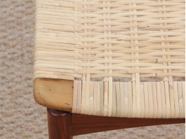 Scandinavian teak and cane stool