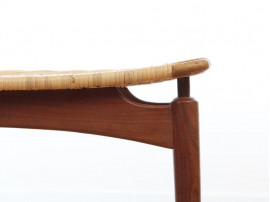 tabouret scandinave en teck et cannage