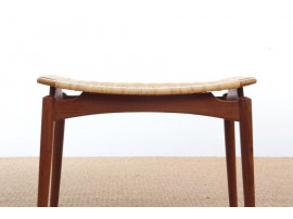 tabouret scandinave en teck et cannage