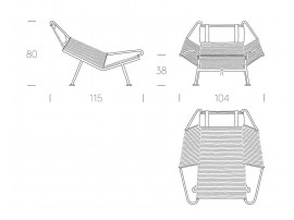 Fauteuil lounge chair Flag Halyard PP 225, base laquée, nouvelle édition