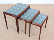 Mid-Century modern nesting tables in Rio rosewoodand tiles top  by Johannes Andersen