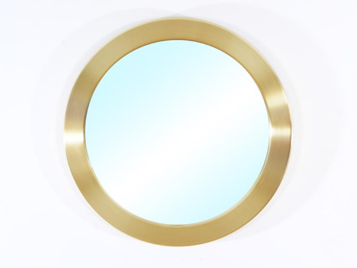 Mid modern century round miirror in brass model Nr 134 by Glasmäster