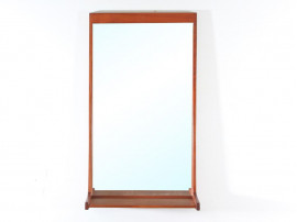 Miroir scandinave en teck à tablette