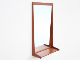 Miroir scandinave en teck à tablette