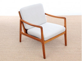 Mid-Century Modern Danish pair of  lounge chairs in teak model 110 by Ole Wanscher