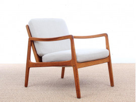 Mid-Century Modern Danish pair of  lounge chairs in teak model 110 by Ole Wanscher