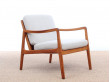 Mid-Century Modern Danish pair of  lounge chairs in teak model 110 by Ole Wanscher