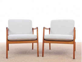 Paire de fauteuils scandinaves en teck modèle 110