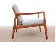 Mid-Century Modern Danish pair of  lounge chairs in teak model 110 by Ole Wanscher