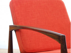 Mid-Century Modern Danish lounge chair in Rio rosewood model paper Knive by Kai Kristiansen