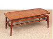 Mid-Century  modern  coffee table in in teak and cane