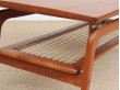 Mid-Century  modern  coffee table in in teak and cane