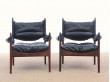 Mid-Century Modern Danish pair lounge chairs in Rio rosewood model Modus by Kristian Vedel