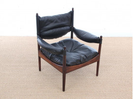 Mid-Century Modern Danish pair lounge chairs in Rio rosewood model Modus by Kristian Vedel