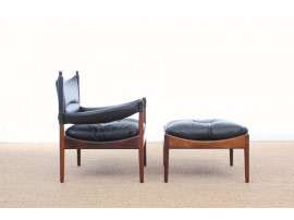 Mid-Century Modern Danish  lounge chair and ottoman in Rio rosewood model Modus by Kristian Vedel