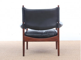 fauteuil scandinave et repose-pieds  en palissandre de Rio modèle Modus