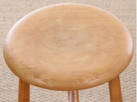 Mid-Century  modern scandinavian set of 5 bar stools in beech