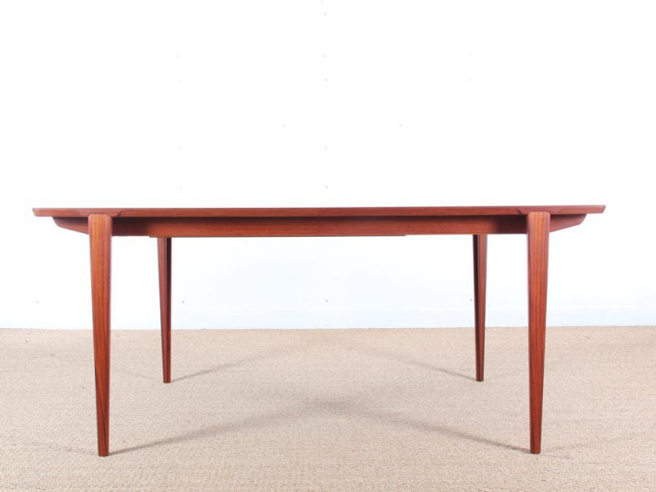 Mid-Century modern dining table in teak by Harry Rosengren Hansen 6/10 seats.