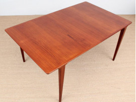 Mid-Century modern dining table in teak by Harry Rosengren Hansen 6/10 seats.