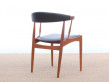 Mid century modern pair of armchair in teak and brown leather by Johannes Andersen