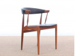 Mid century modern pair of armchair in teak and brown leather by Johannes Andersen