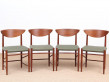 Suite de 4 chaises teck peter Hvidt Molgard Nielsen model 316