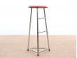 Mid-Century Modern style Bar stool in steel and leather