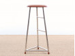 Mid-Century Modern style Bar stool in steel and leather