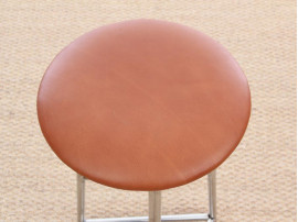 Mid-Century Modern style Bar stool in steel and leather