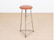 Mid-Century Modern style Bar stool in steel and leather