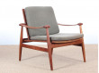 Mid century modern pair of armchair in teak model FD 133 by Finn Juhl