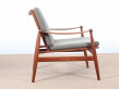 Mid century modern pair of armchair in teak model FD 133 by Finn Juhl