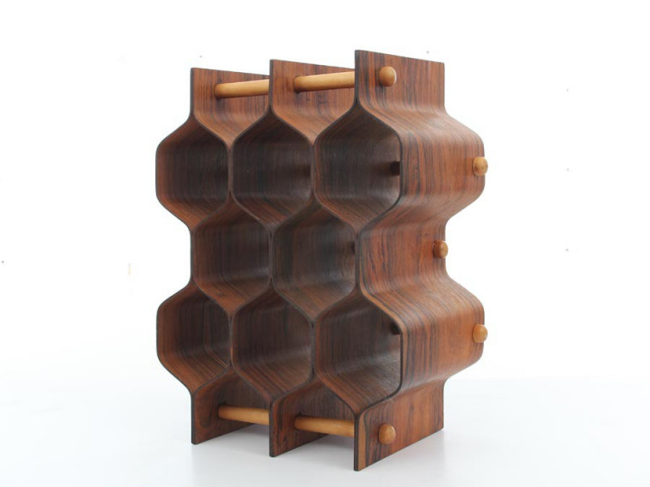 Mid modern century wine rack by Torsten Johansson in Rio rosewood