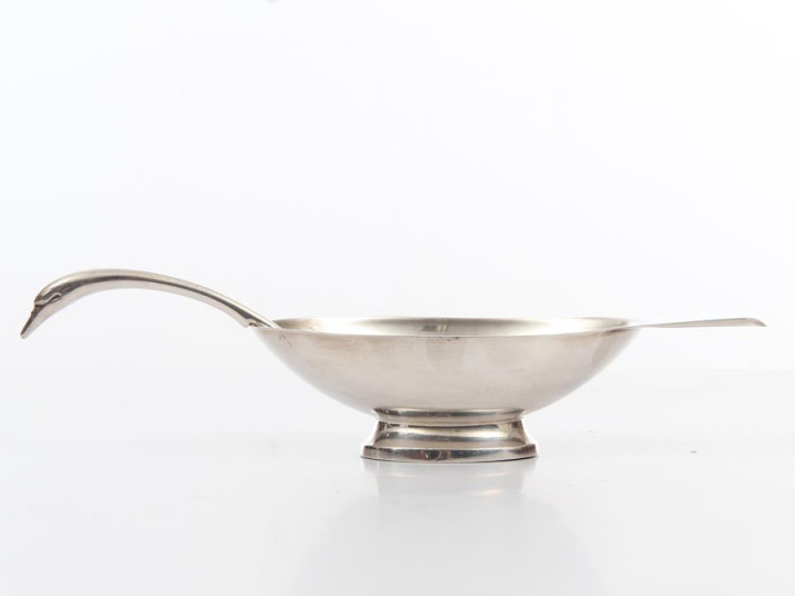 Sauceboat "Swan" with serving ladle in silver plated by Christian Fjerdingstad