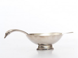 Sauceboat "Swan" with serving ladle in silver plated by Christian Fjerdingstad