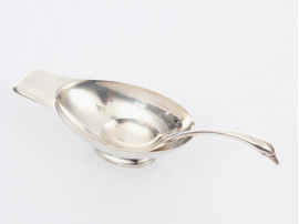 Sauceboat "Swan" with serving ladle in silver plated by Christian Fjerdingstad