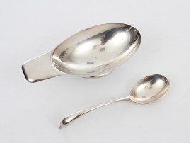 Sauceboat "Swan" with serving ladle in silver plated by Christian Fjerdingstad