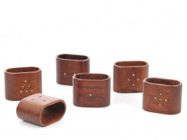 Set of 6 scandinavian napkin rings in teak