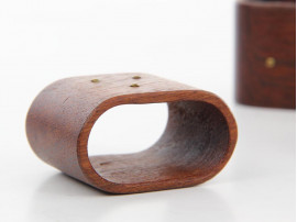 Set of 6 scandinavian napkin rings in teak