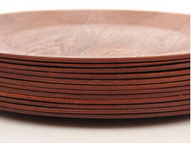 Set of 12 scandinavian plates in teak