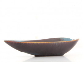 Rorstrand Brown & Blue Haresfur Leaf-Shaped Tray by Gunar Nylund