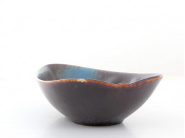 Rorstrand Brown & Blue Haresfur Leaf-Shaped Tray by Gunar Nylund