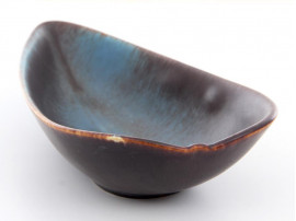 Rorstrand Brown & Blue Haresfur Leaf-Shaped Tray by Gunar Nylund