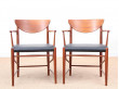 Mid-Century Modern Danish pair of armchairs in teck model 317 by Hvidt & Mølgaard Nielsen